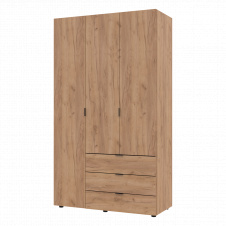 Розпашна Шафа для одягу Doros Гелар Дуб Крафт Золотий 3 ДСП 116,2х49,5х203,4 (44900330)