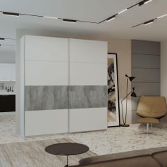 Шафа купе Doros G-Caiser Білий / Білий вставка Бетон 2 ДСП / 4 частини 220х60х240 (42003004) Ладан