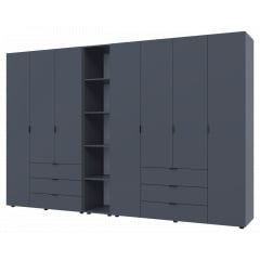 Комплект Doros Гелар з Етажеркою Графіт 3+4 ДСП 309.4х49.5х203.4 (42005062) Кам'янка-Дніпровська