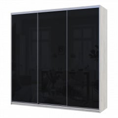 Шафа купе Сіті Лайт Слім Біле Дерево Скло Чорне 225х60х225 (44900307) Київ
