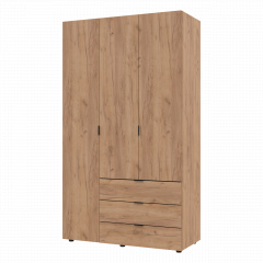 Розпашна Шафа для одягу Doros Гелар Дуб Крафт Золотий 3 ДСП 116,2х49,5х203,4 (44900330) Лосинівка