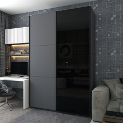 Шафа купе Doros G-Caiser Графіт Графіт/Чорний 1 ДСП / 1 скло / 3 частини 180х60х240 (42005091) Оріхів