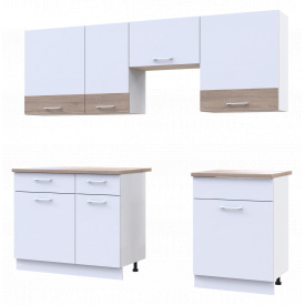 Кухня Doros Лея Белый / Белый вставка Дуб Cонома 220х60х250 (81359337)