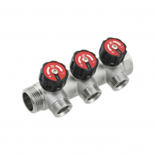 Коллектор для воды Raftec 1″х3/4″ с 3 выходами, латунь (KV03023)