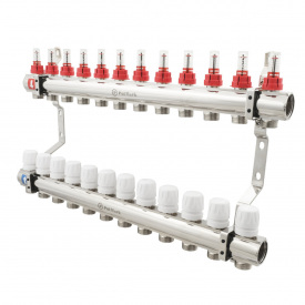 Коллектор теплого пола Polmark 1″3/4″ c 12 выходами, с расходомерами (PBMF112)