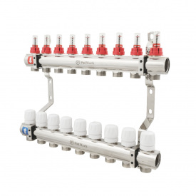 Коллектор теплого пола Polmark 1″3/4″ c 9 выходами, с расходомерами (PBMF109)