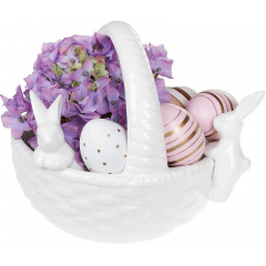 Конфетница Корзина с кроликами фруктовница 22х19х17.2см белый DP66262 BonaDi Киев