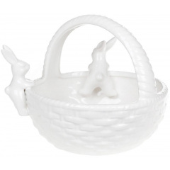 Конфетница Корзина с кроликами фруктовница 22х19х17.2см белый DP66262 BonaDi Киев