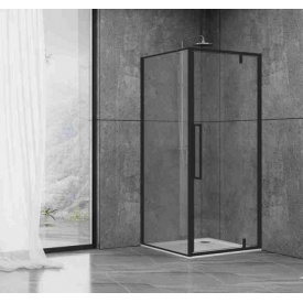 Душова кабіна Dusel DL198B+DL196B Black Matt 900x900x1900, скло прозоре