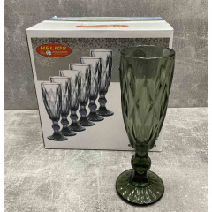 Набор бокалов для шампанского Helios Grail 6445 Изумруд 150 мл 6 шт Черновцы