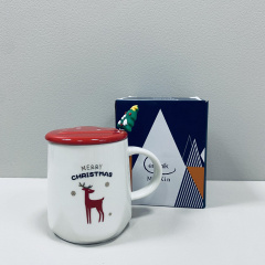 Чашка керамічна з кришкою OLens 102-1085 360 мл Олень Merry Christmas Житомир