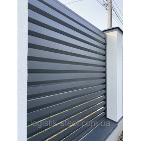 Забор ЖАЛЮЗИ металлический тёмный -графит 7016 Антрацит (Эксклюзив 60/120мм)Ромб двухстороннее покрытие