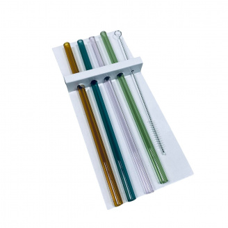 Набір скляних трубочок OLens O102-658 4 шт 0,7x20 см Веселка