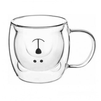 Чашка з подвійними стінками A-PLUS Ведмедик 280 мл Прозорий 7016