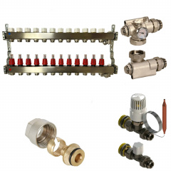 Колектор для теплої підлоги Heat-Pex 1x3/4 на 12 контурів з витратомірами євроконус Еланец