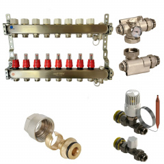 Колектор для теплої підлоги Heat-Pex 1x3/4 на 8 контурів з витратомірами євроконус Боярка