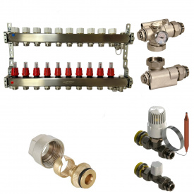 Колектор для теплої підлоги Heat-Pex 1x3/4 на 10 контурів з витратомірами євроконус