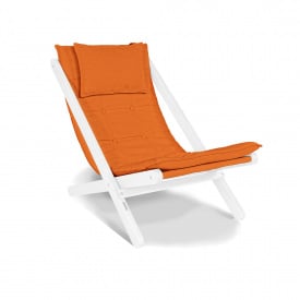 Шезлонг Аллегро з м'яким сидінням та підголівником, білий лак, бук, Оранжевий