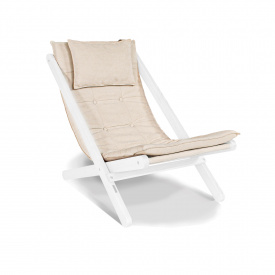 Шезлонг Аллегро з м'яким сидінням та підголівником, білий лак, бук, Кремовий