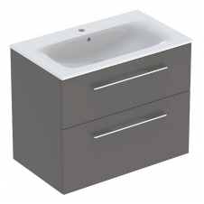 Тумба в ванную Geberit Selnova Square Slim Rim 78,8х48 с умывальником, серая (501.241.00.1)