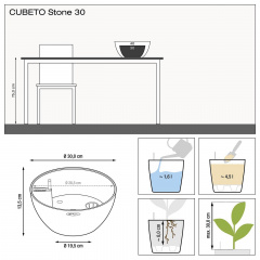 Вазон Lechuza Cubeto Stone 30 Графитово-черный 4.5 л Ворожба