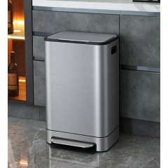 Ведро для мусора с педалью JAH 40 л Soft Close Серебряный металлик Цумань