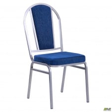 Стілець Банкетний Преміум Лайн срібні ніжки з м'яким сидінням синього кольору
