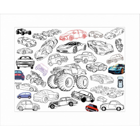 Раскраска детская и тубус No Brand Машинки 100х130 см