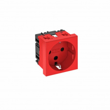 Розетка OBO Bettermann modul 45 із заземленням та шторками 250 В 16 A червона