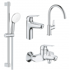 Набір змішувачів для ванни і кухні 4 в 1 Grohe Euroeco New хром (UA123242MK)
