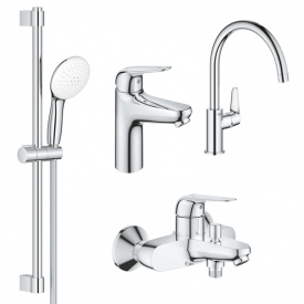 Набір змішувачів для ванни і кухні 4 в 1 Grohe Euroeco New хром (UA123242MK)