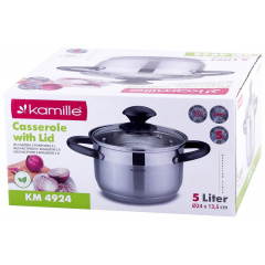 Кастрюля Kamille Groningen 5л из нержавеющей стали с 5-слойным индукционным дном DP36686 Одесса