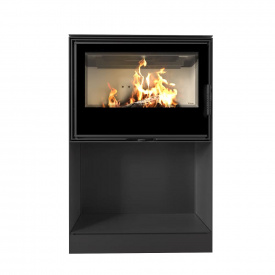 Печь-камин на дровах Kratki PRO KARI 80 12 кВт с нишей для дров, сталь, напольный (Ø180)