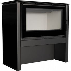 Печь-камин на дровах Kratki JUNO 12 кВт сталь, черная панель, напольный (Ø160)