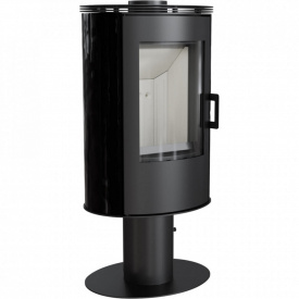 Печь-камин на дровах Kratki KOZA AB S/N/DR 8 кВт черный кафель, сталь, напольный (Ø150)