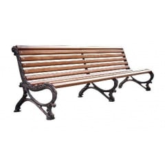 Лавка трехопорная Б-2 ЛС-3 2800 мм садово-паркова дерев'яна на трьох чавунних ніжках Київ