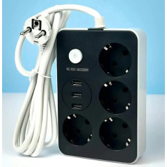 Подовжувач No Brand USB Power Socket 8204 3USB 2 м Чорний 021264 Київ