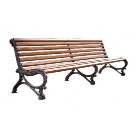 Скамейка трехопорная Б-2 ЛС-3 2800 мм садово-парковая деревянная на трех чугунных ножках