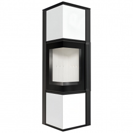 Печь-камин на дровах Kratki TORA M LW Lacobel 8 кВт сталь, угловой белый (Ø150)