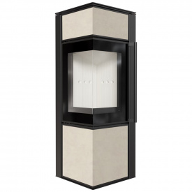 Печь-камин на дровах Kratki TORA S FOKOS SALE 8 кВт сталь, угловой керамогранит (Ø150)