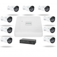 Комплект відеоспостереження на 9 камер GreenVision GV-IP-K-W73/09 3MP