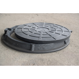 Люк каналізаційний чорний полімерпіщаний легкий А15 із замком VULKAN 1.5