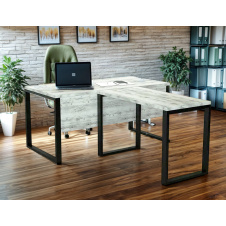 Стол руководителя Tobi Sho LOFT Iceberg СКА/3 столешница 36 мм, 1800х2000х765 Дуб крафт белый