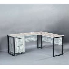 Стол угловой офисный Tobi Sho LOFT Iceberg СУЛА/5-1 с 2 ящиками столешница 18 мм, 1400х1200х750 Дуб крафт белый