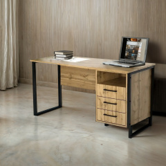 Стіл письмовий Tobi Sho LOFT Gold СПЛГ/3-1 прямий з 3 шухлядами, стільниця 18 мм, 1600х600х750 Дуб аппалачі Київ