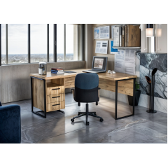 Стол угловой офисный Tobi Sho LOFT Gold СУЛГ/3-1 с 3 ящиками столешница 18 мм, 1600х1400х750 Дуб аппалачи Львов
