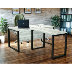 Стіл керівника Tobi Sho LOFT Iceberg СКА/3 стільниця 36 мм, 1800х2000х765 Дуб крафт білий Бердичів