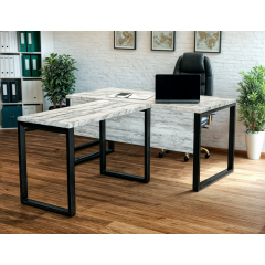 Стол руководителя Tobi Sho LOFT Iceberg СКА/3 столешница 36 мм, 1600х2000х765 Дуб крафт белый Жмеринка