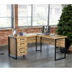 Стол угловой офисный Tobi Sho LOFT Gold СУЛГ/2-1 с 4 ящиками столешница 18 мм, 1400х1200х750 Дуб аппалачи Энергодар