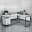 Стол угловой офисный Tobi Sho LOFT Iceberg СУЛА/3-1 с 3 ящиками столешница 18 мм, 1400х1400х750 Дуб крафт белый Винница